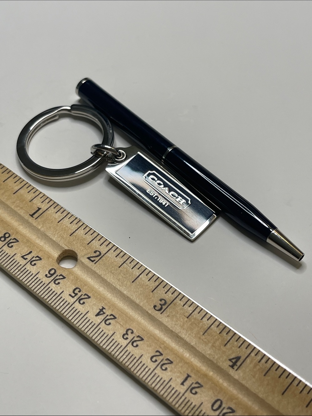 Coach Black Enamel Tag Key Ring and Coach Pen - Picture 3 of 6